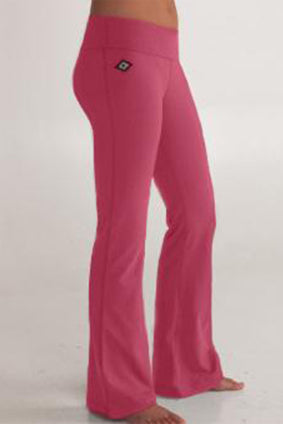 Woman's lower half facing sideways wearing pink colored organic cotton Moana Yoga Pants